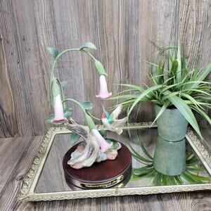 Homco Hummingbird Figurine, Nature's Winged Jewel 1990, Wood Base